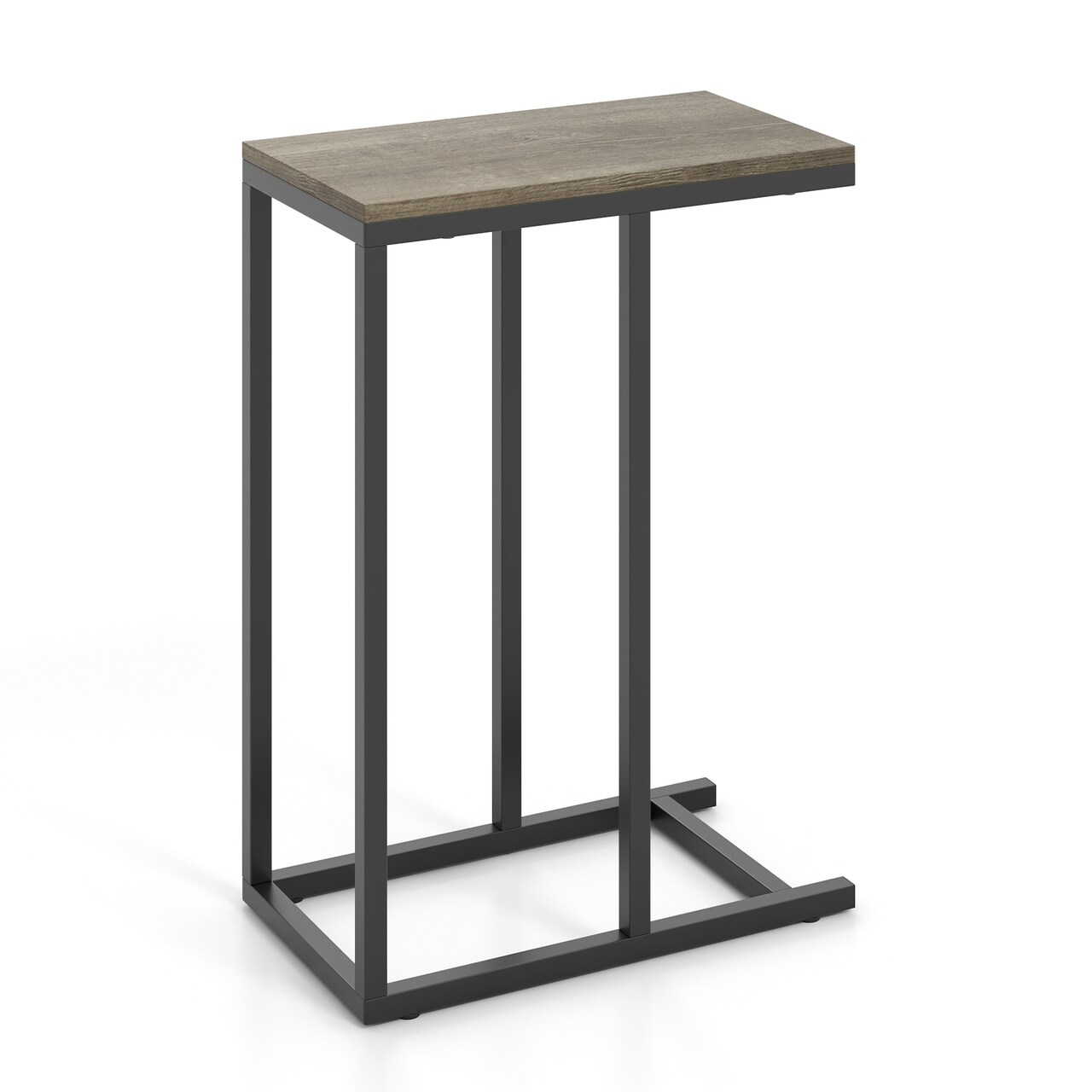 Black Metal C-Shaped Side Table with Sturdy Frame and Space-Saving Design